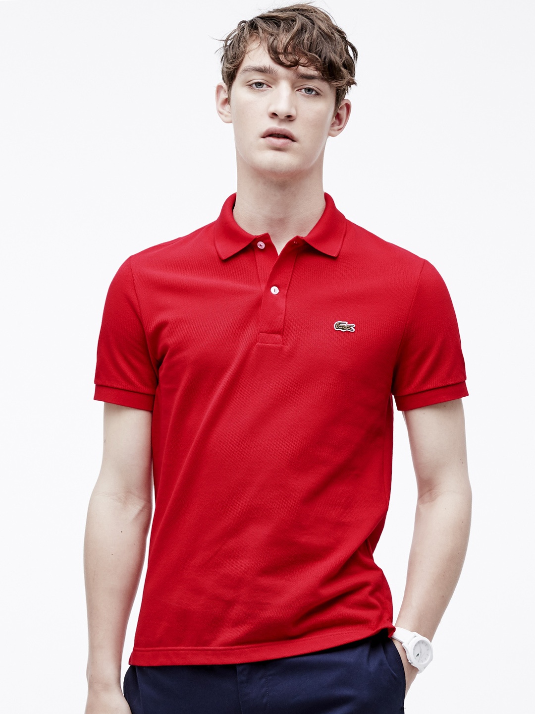 

Lacoste Men Red Slim Fit Stretch Petit Pique Polo