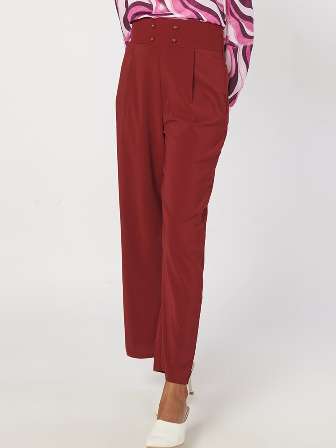 

NOT SO PINK Women Pink Pleated Trousers