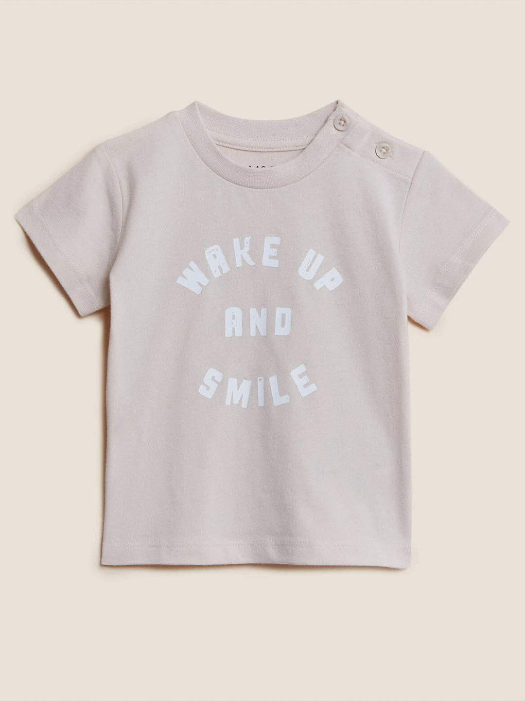 

Marks & Spencer Girls Cream-Coloured Cotton Typography Printed T-shirt