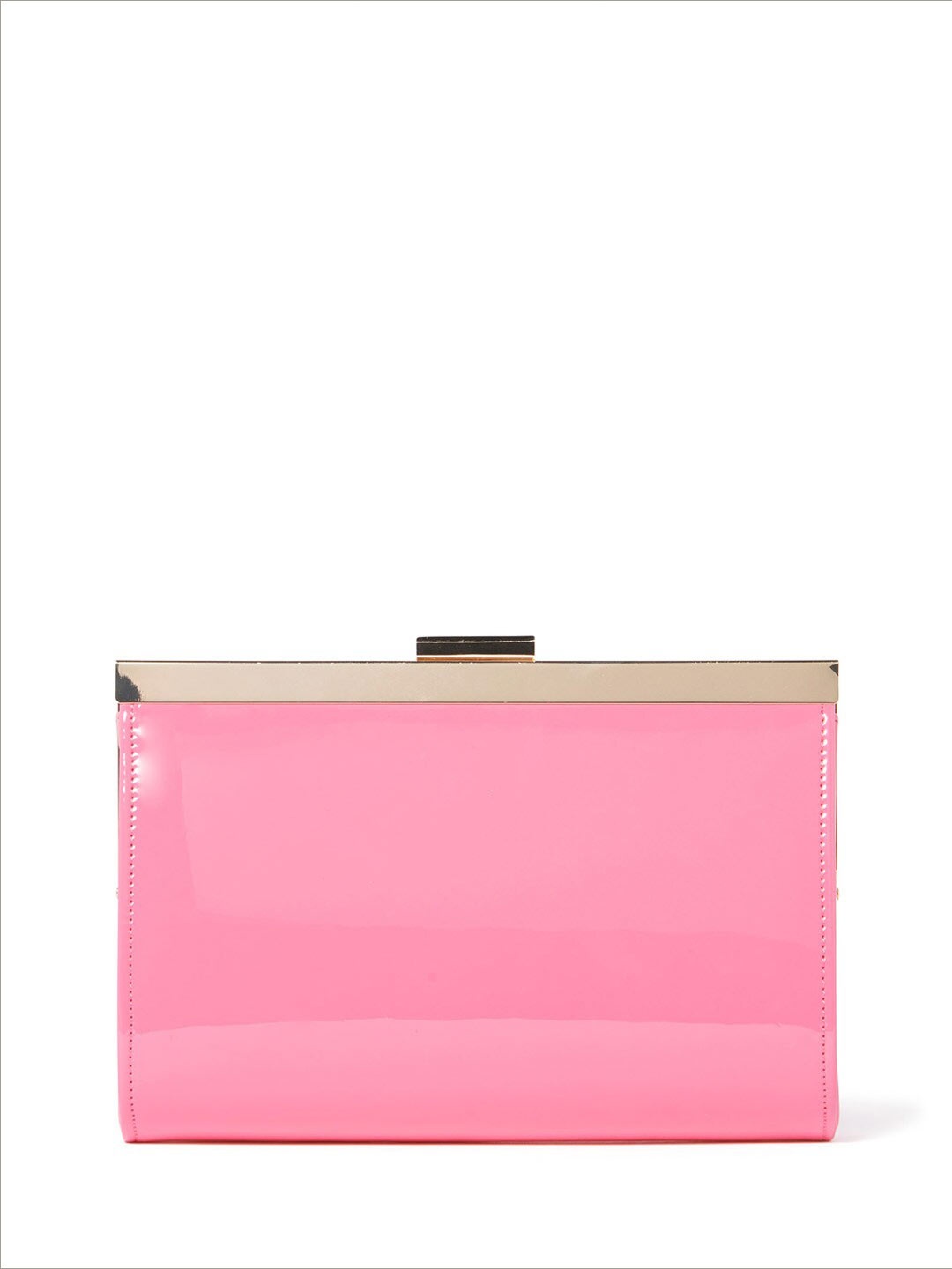 

Forever New Pink & Gold Shoulder Strap Box Clutch