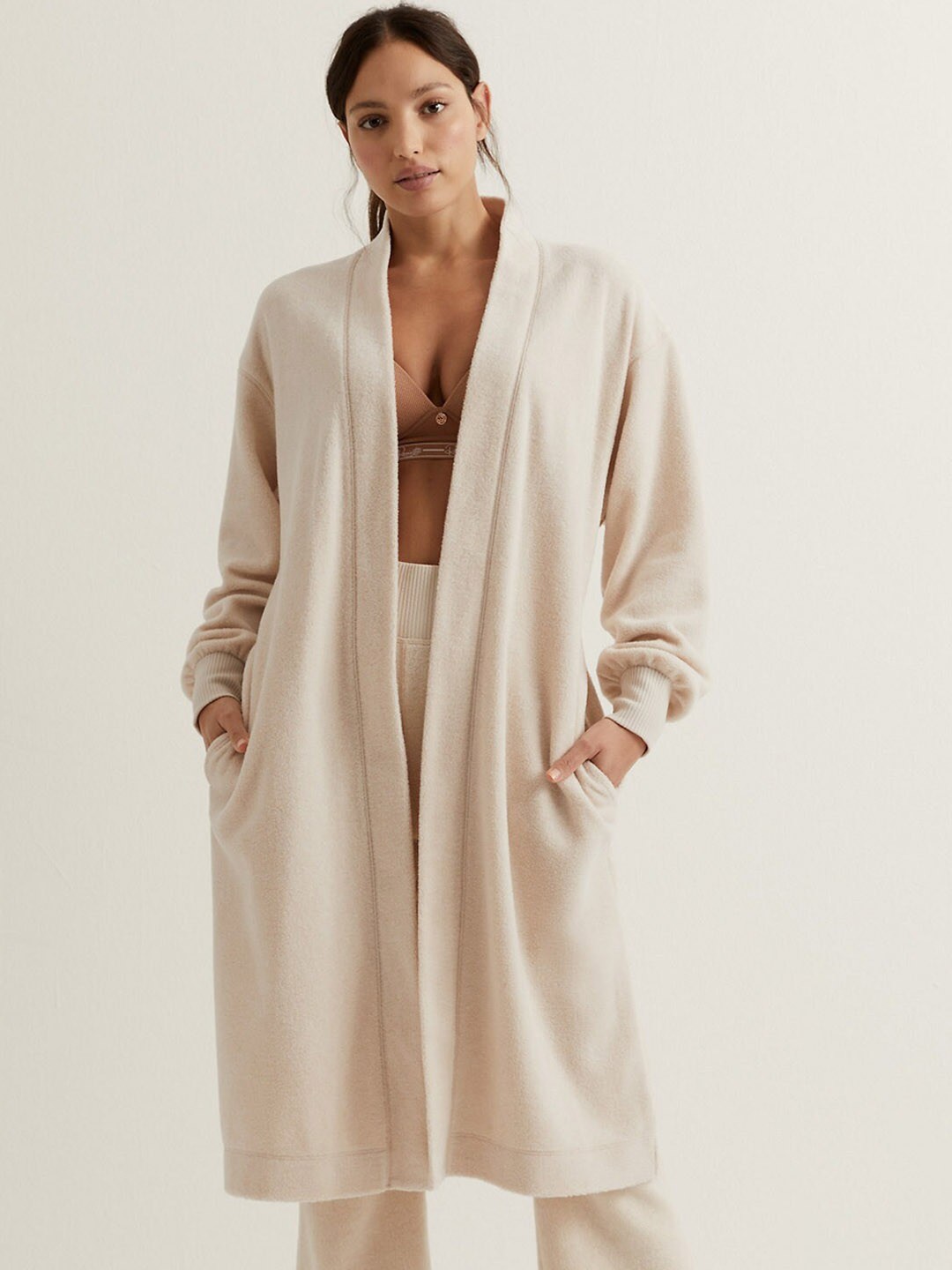 

Marks & Spencer Women Cream-Coloured Solid Robe