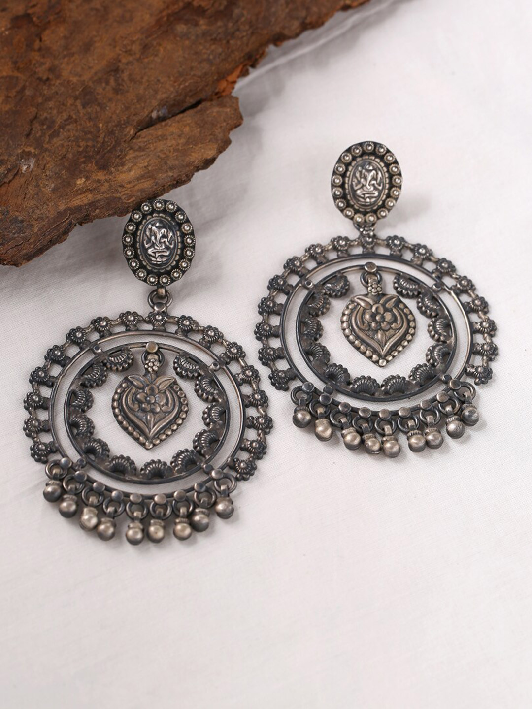 

ADORN by Nikita Ladiwala Women 92.5 Sterling Silver Circular Drop Earrings