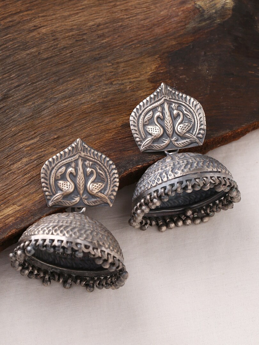 

ADORN by Nikita Ladiwala Women 92.5 Sterling Silver Dome Shaped Jhumkas Earrings
