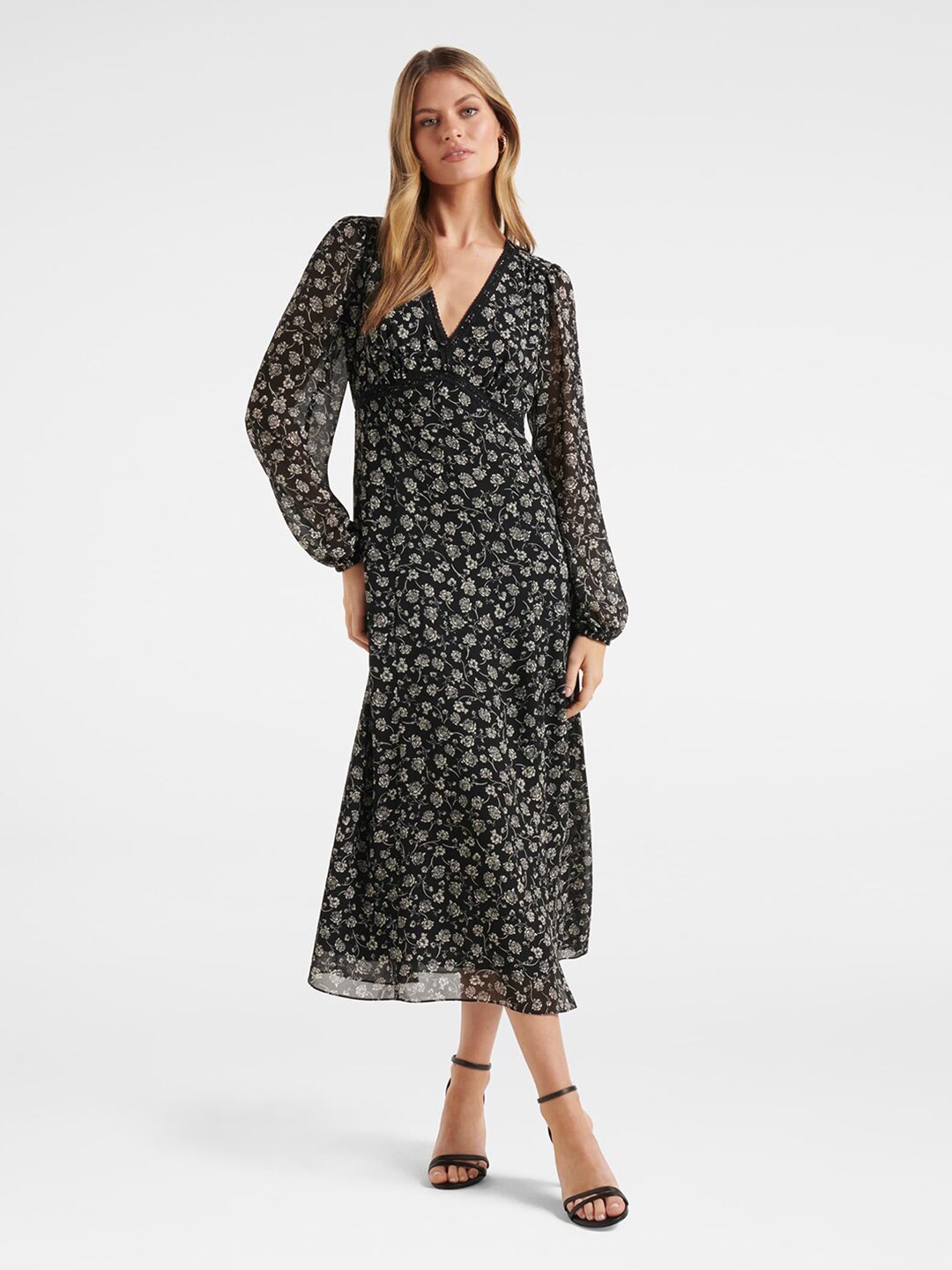 

Forever New Black Floral Midi Dress