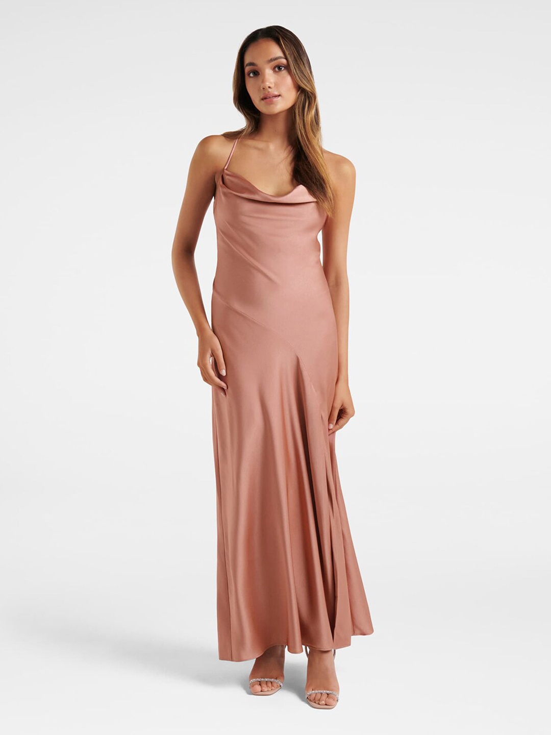 

Forever New Pink Satin Maxi Maxi Dress