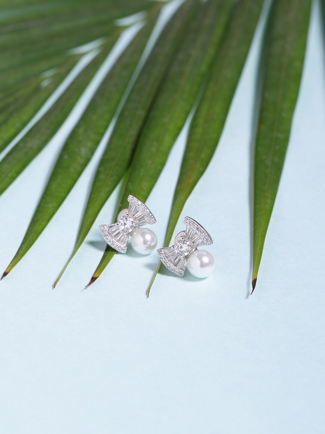 

ADORN by Nikita Ladiwala Women 92.5 Sterling Silver White Classic Studs Earrings