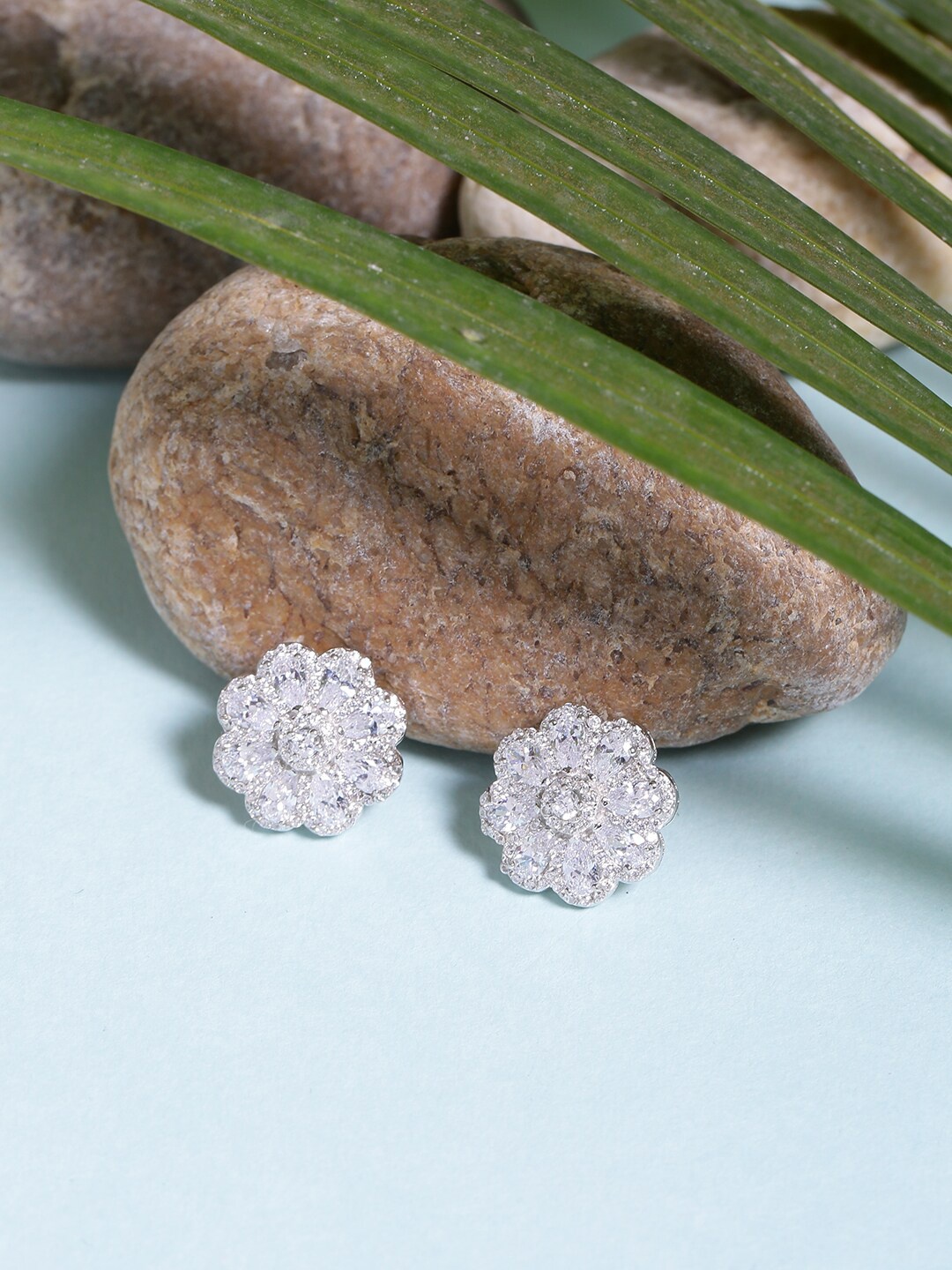 

ADORN by Nikita Ladiwala Women 92.5 Sterling Silver White Floral Studs Earrings