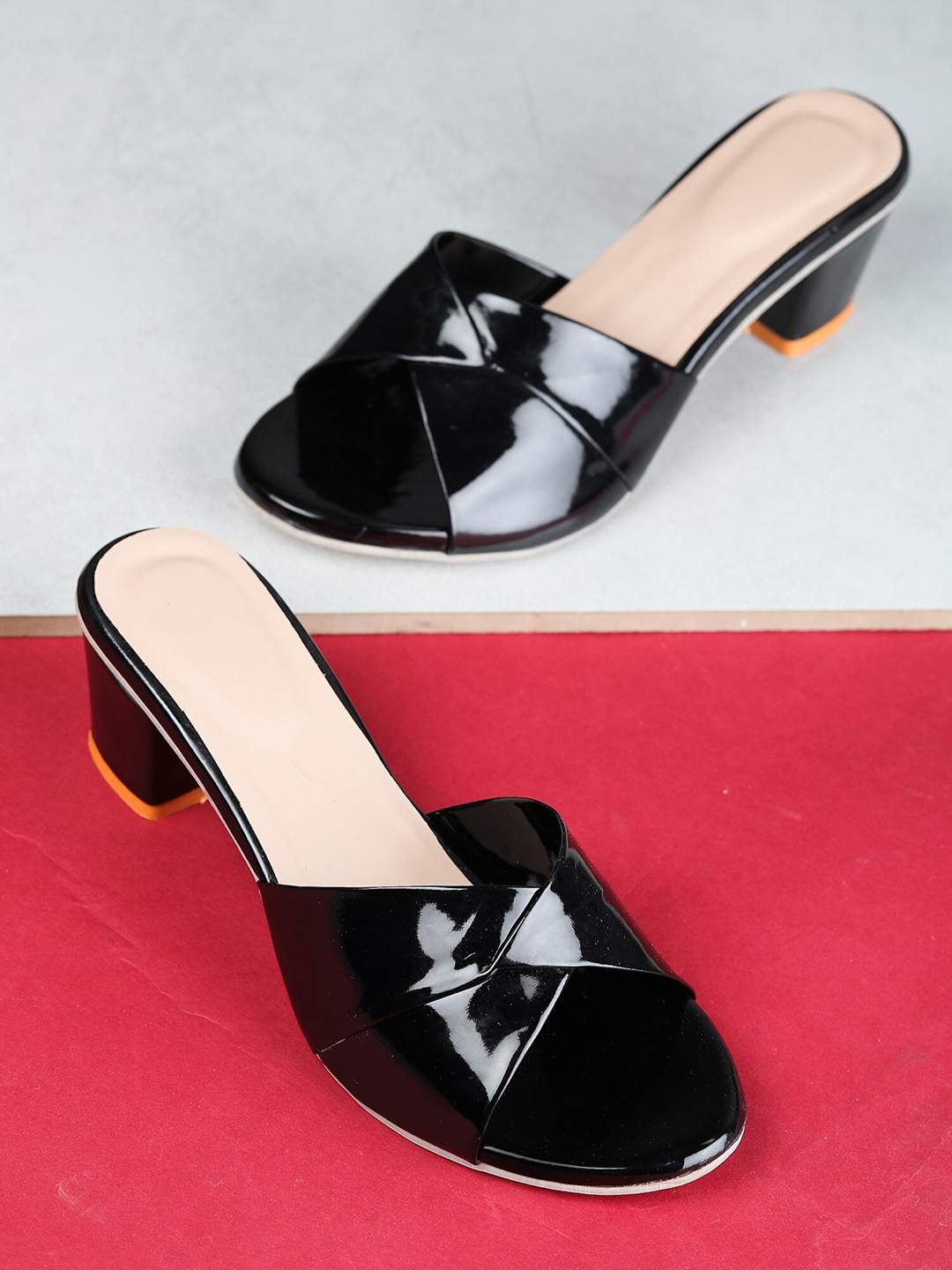 

Luv Byt Black & Beige Party Block Heels