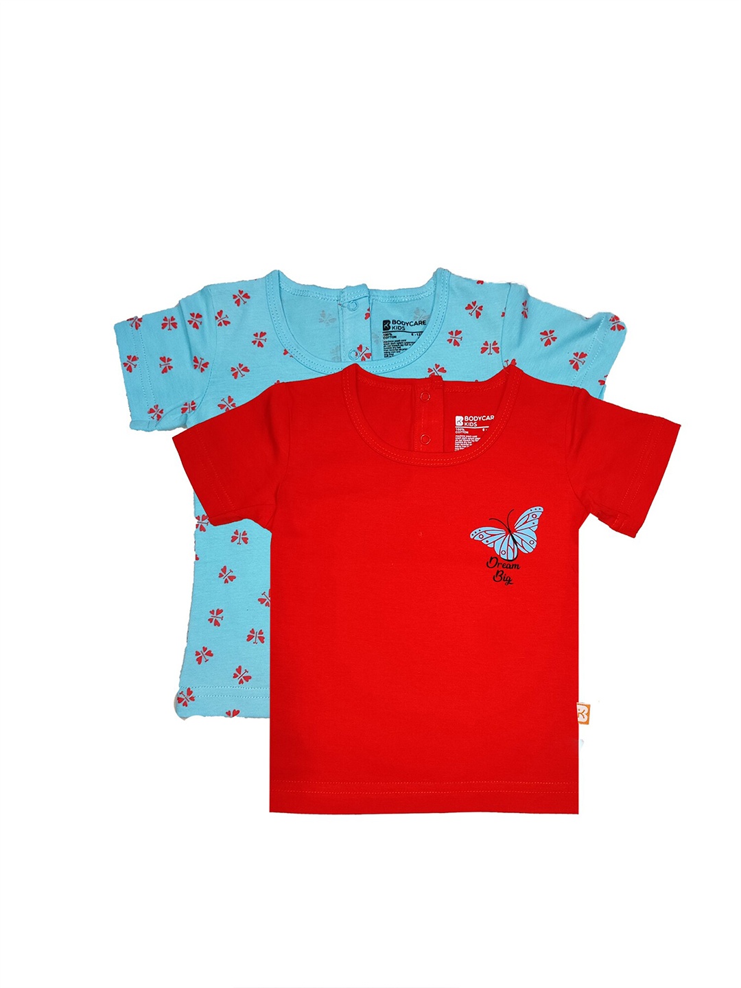 

Bodycare Kids Girls Red & Blue Cotton Printed T-shirt Pack of 2