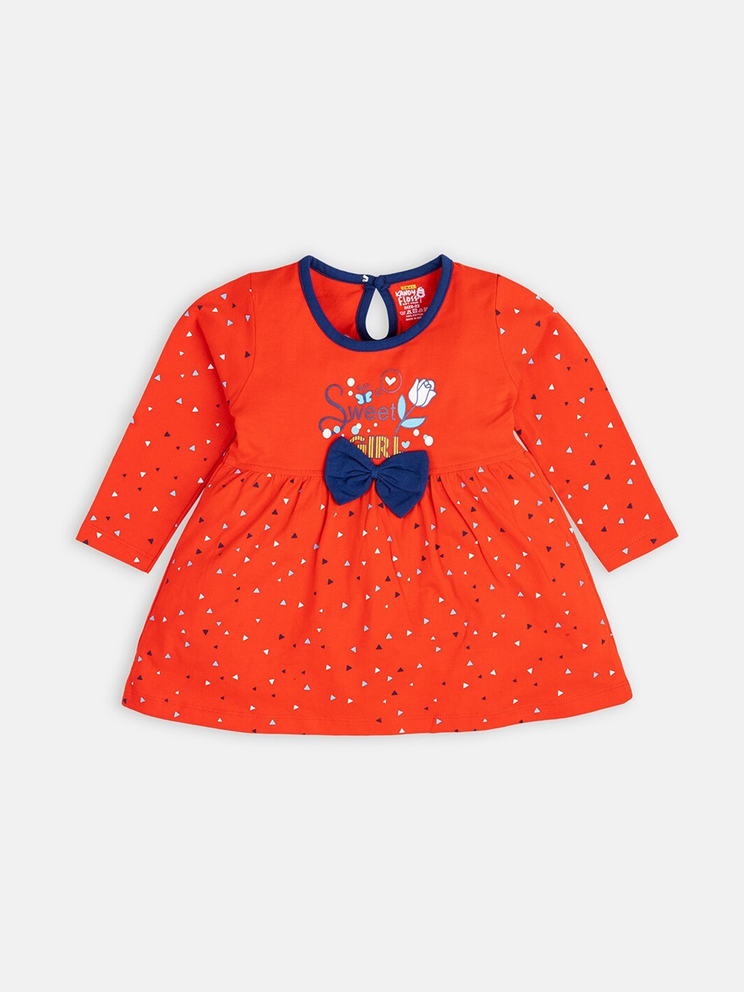

AMUL Kandyfloss Red Conversational Printed A-Line Pure Cotton Dress