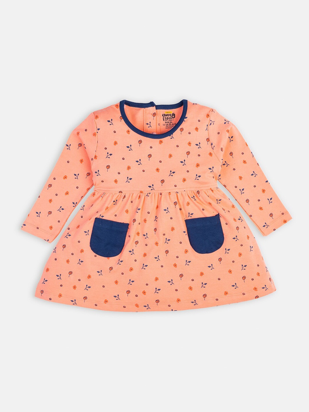 

AMUL Kandyfloss Peach Conversational Printed Fit & Flare Pure Cotton Dress