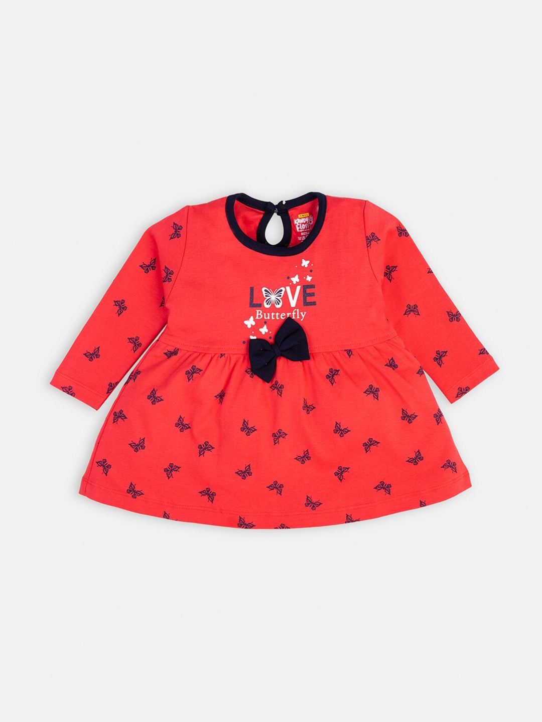 

AMUL Kandyfloss Red Conversational Printed A-Line Pure Cotton Dress