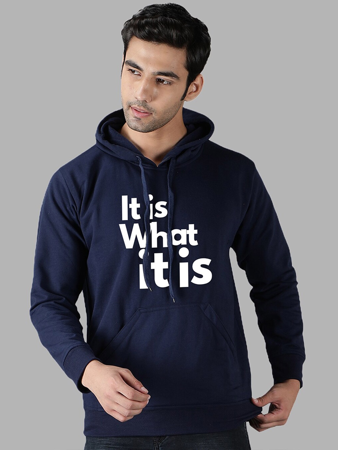 

Mad Over Print Men Blue Printed Hooded Sweatshirt