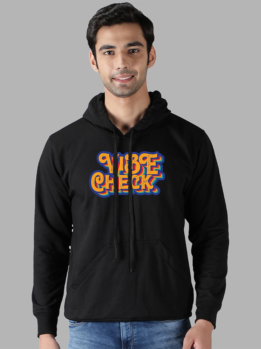 

Mad Over Print Men Black Printed Hooded Sweatshirt