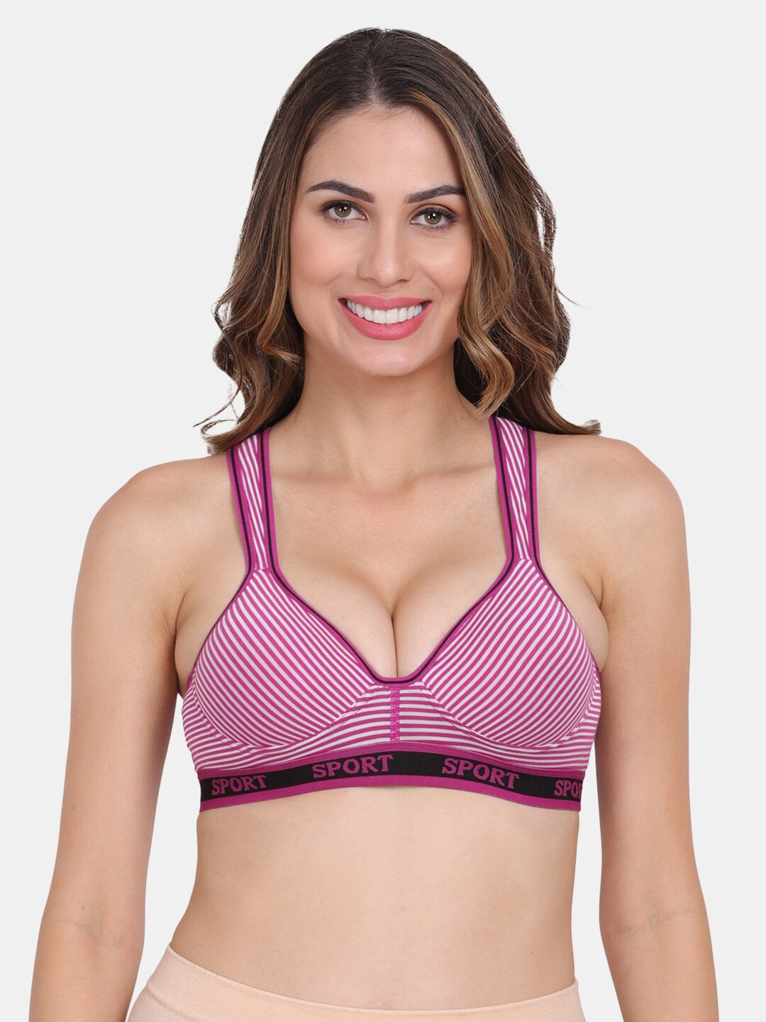 

Amour Secret Pink & White Lightly Padded Sports Bra