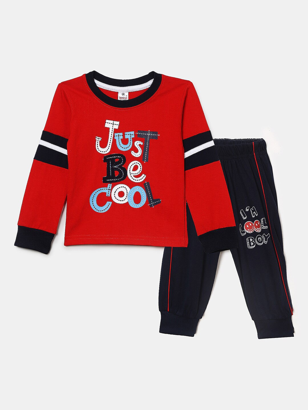

V-Mart Kids Red & Black Printed T-shirt with Pyjamas