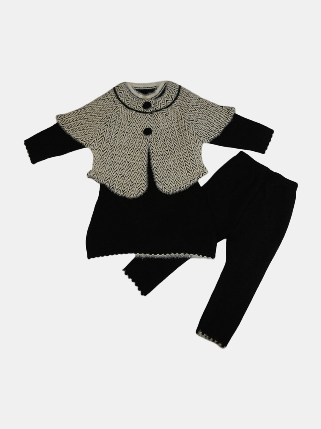 

V-Mart Girls Black & Olive Green Printed Pure Cotton Top with Pyjamas