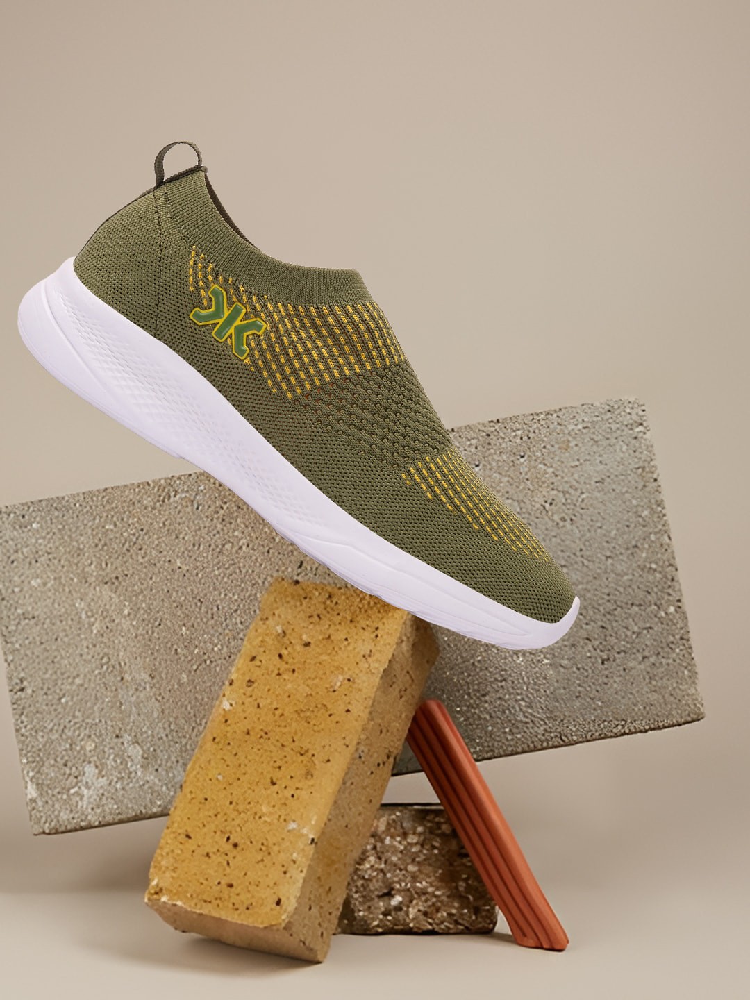 

Killer Men Olive Green Printed Slip-On Sneakers