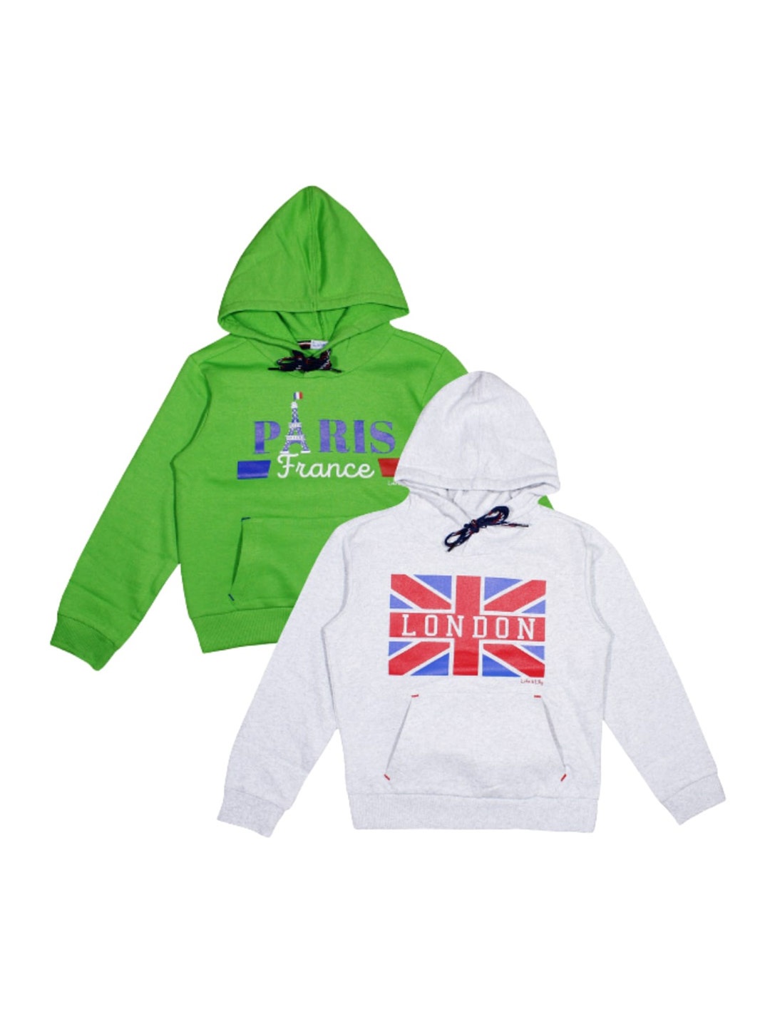 

Luke & Lilly Boys Pack of 2 Grey and Green Printed Hooded Cotton Sweatshirt