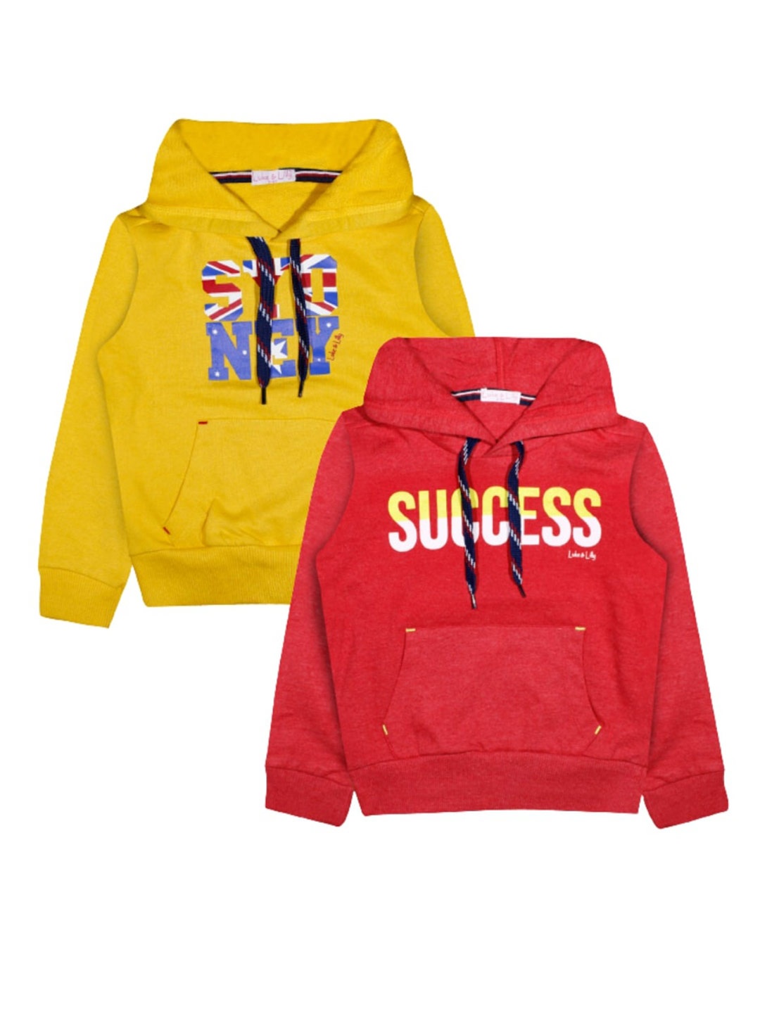 

Luke & Lilly Boys Pack of 2 Yellow & Coral Printed Hooded Cotton Sweatshirt