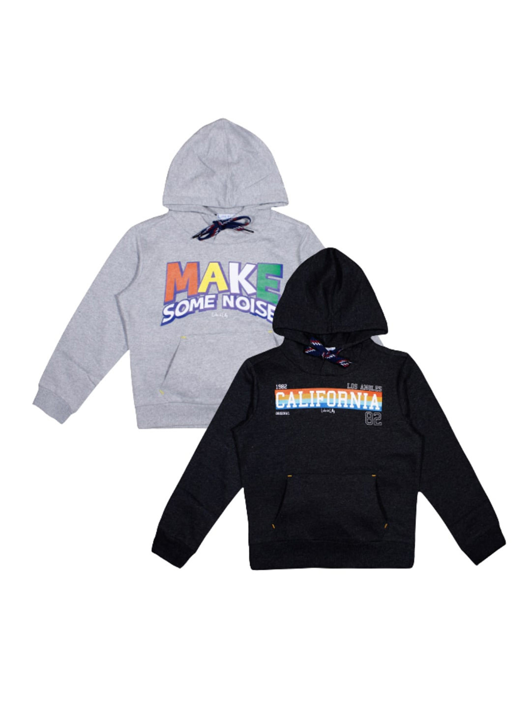 

Luke & Lilly Boys Pack of 2 Grey & Black Printed Hooded Cotton Sweatshirt