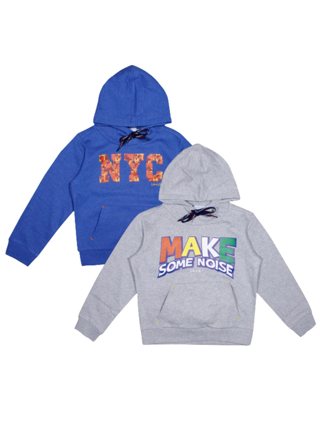 

Luke & Lilly Boys Pack of 2 Blue & Grey Printed Hooded Cotton Sweatshirt