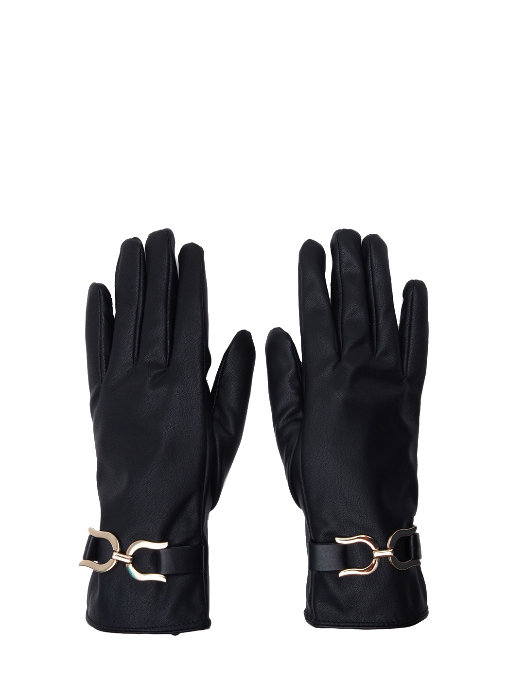 

20Dresses Women Black Solid Winter Buckle Gloves