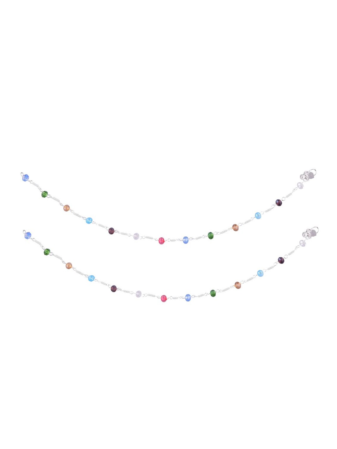 

Efulgenz Silver-Plated Beaded Anklets