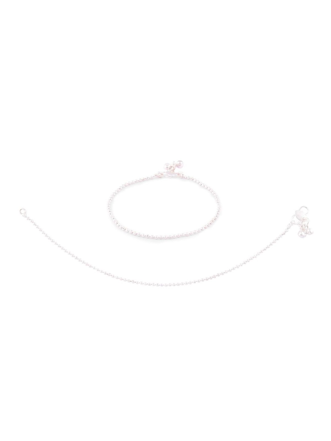 

Efulgenz Rhodium-Plated & Silver-Toned Beaded Anklet