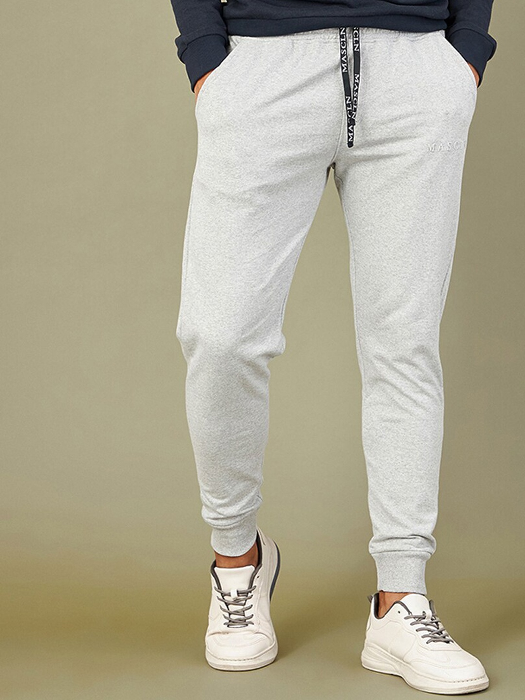 

MASCLN SASSAFRAS Men Grey Solid Cotton Joggers