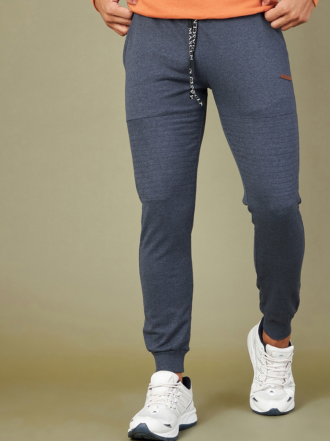 

MASCLN SASSAFRAS Men Blue Melange Solid Cotton Joggers