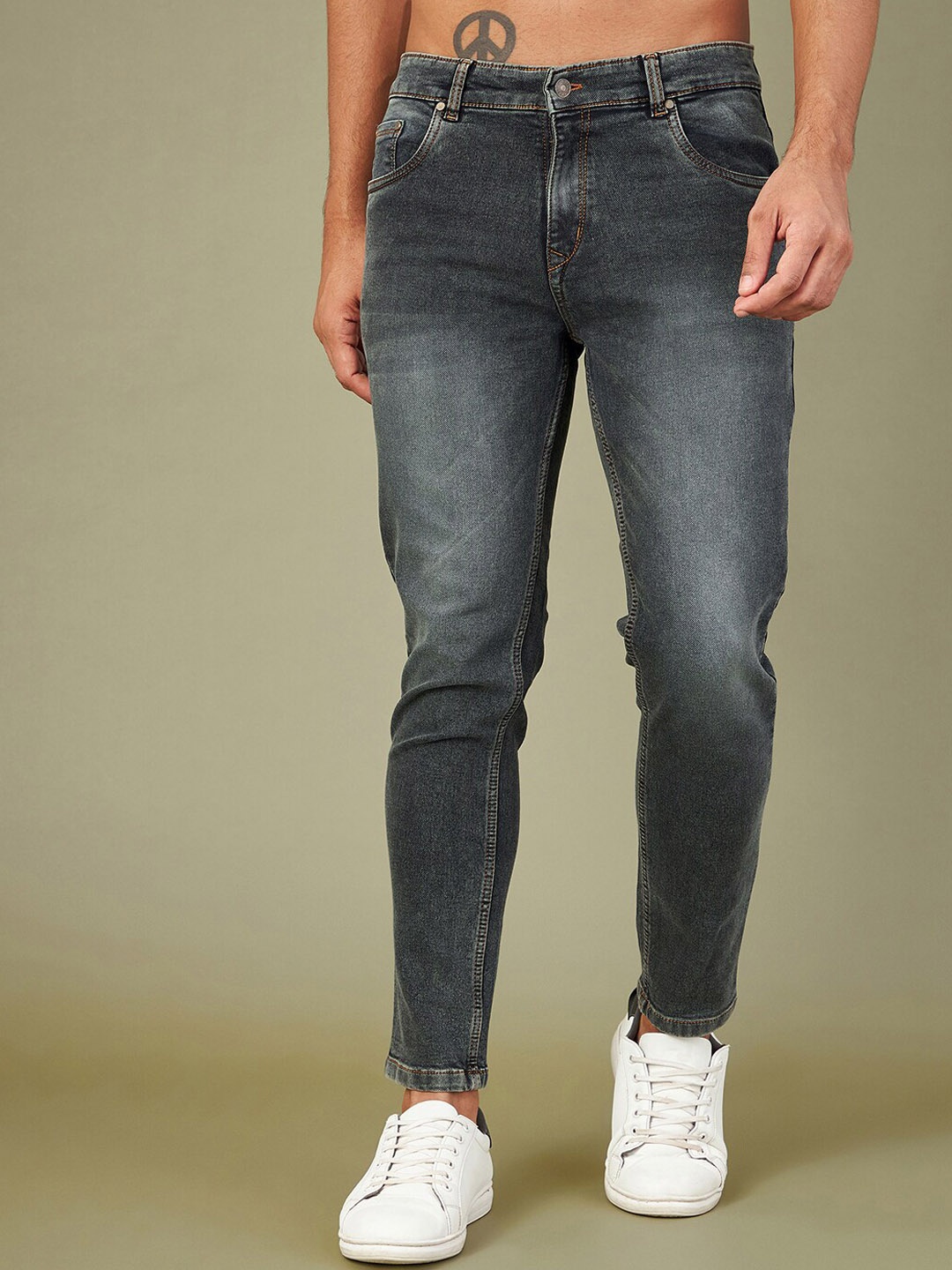 

MASCLN SASSAFRAS Men Charcoal Slim Fit Heavy Fade Cotton Jeans