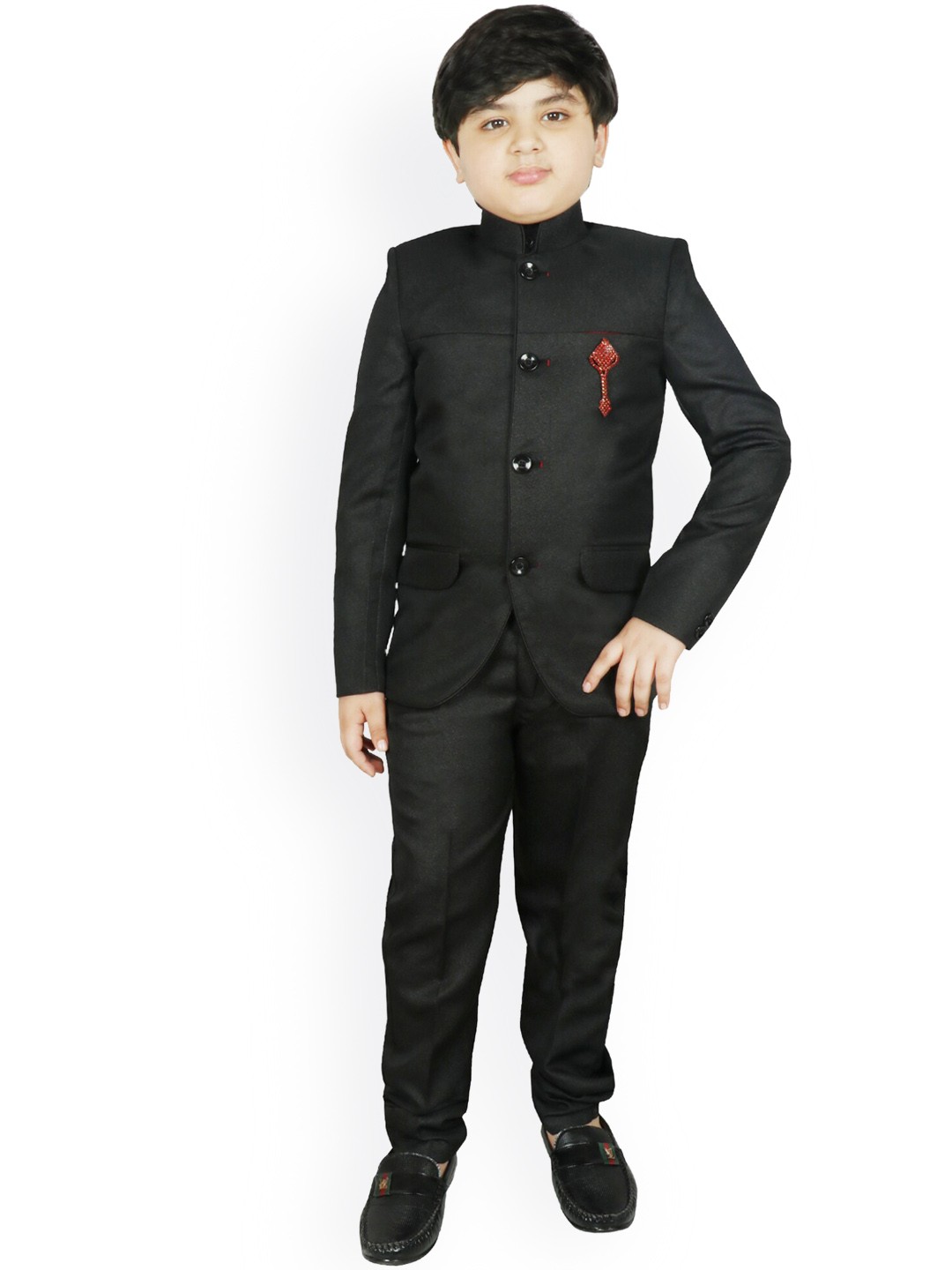 

SG YUVRAJ Boys Black Solid Bandhgala Suit