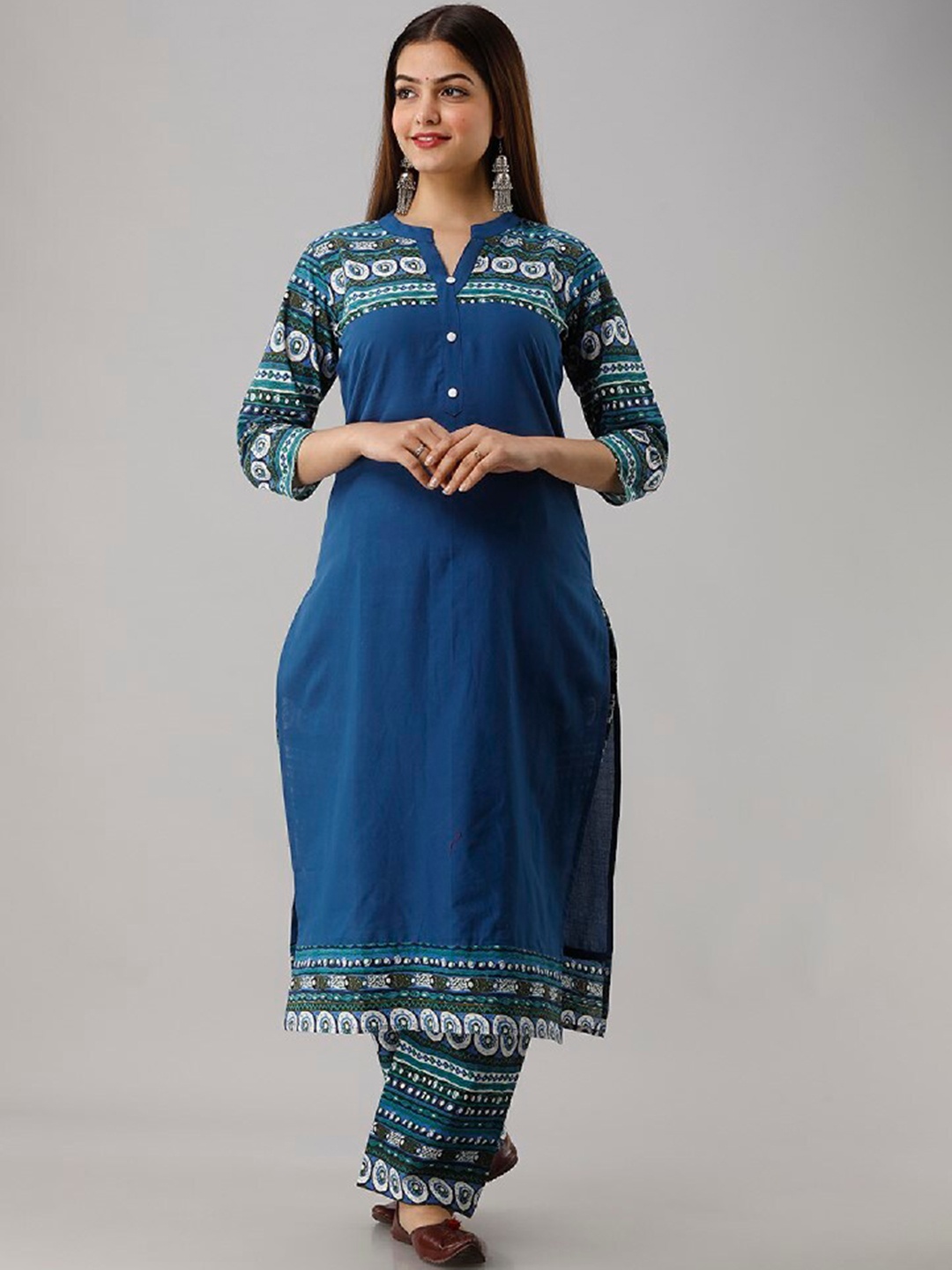 

Ksharaa Blue Ethnic Motifs Printed Kurta