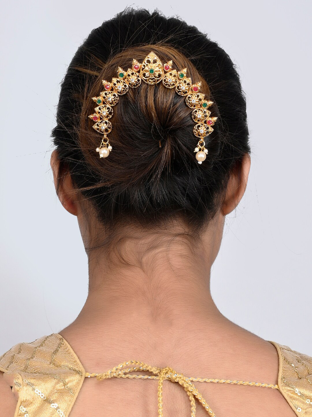 

Silvermerc Designs Women Gold-Plated & Green Beaded Hair Accessory