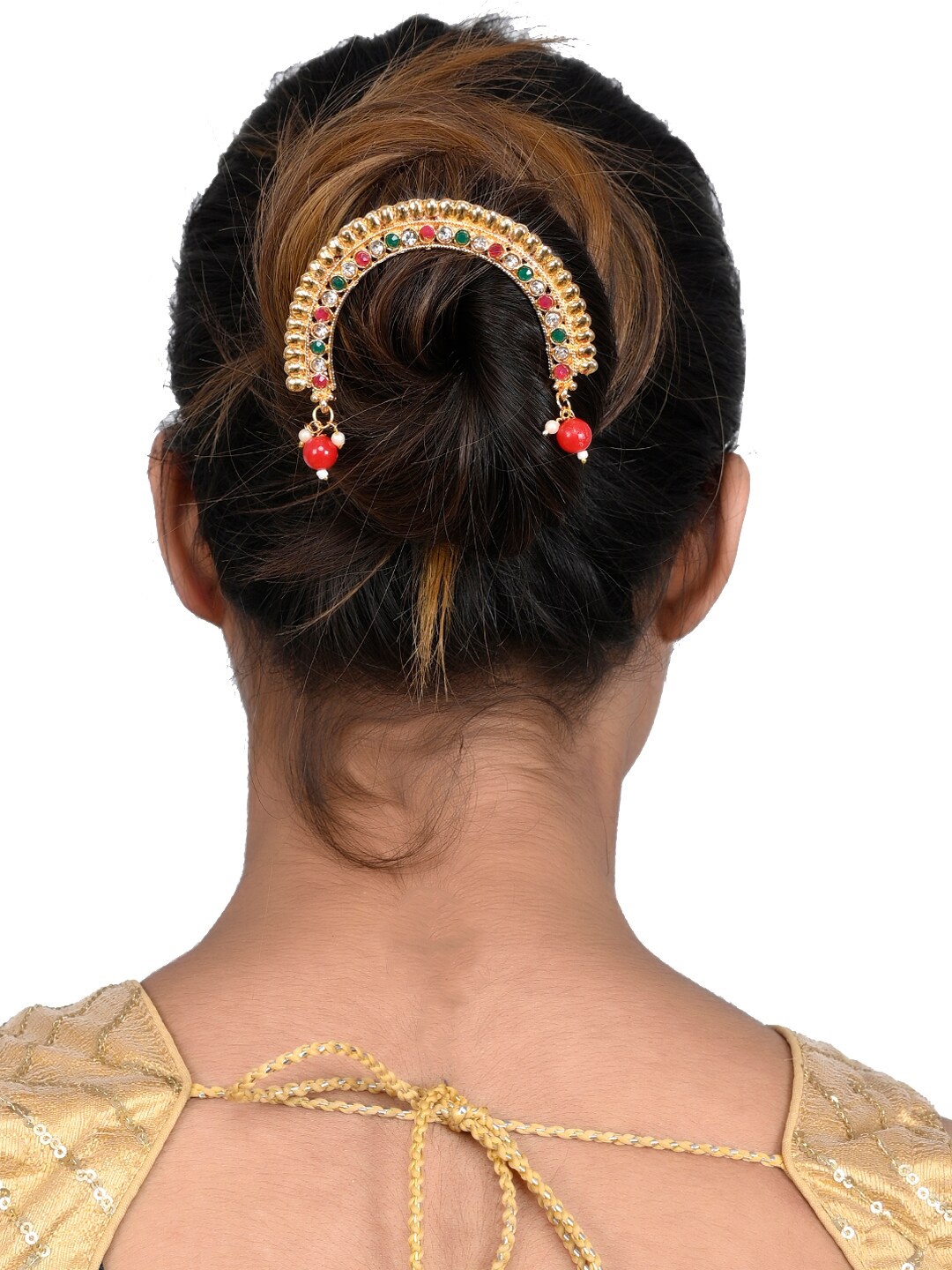 

Silvermerc Designs Women Gold-Plated & Red Beaded Hair Accessory