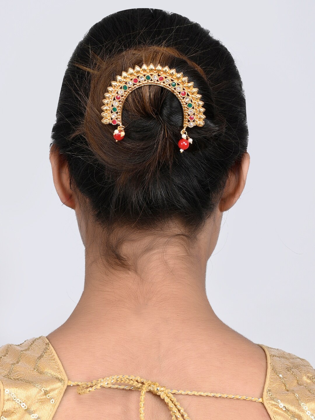 

Silvermerc Designs Women Gold-Plated & Red Beaded Hair Accessory