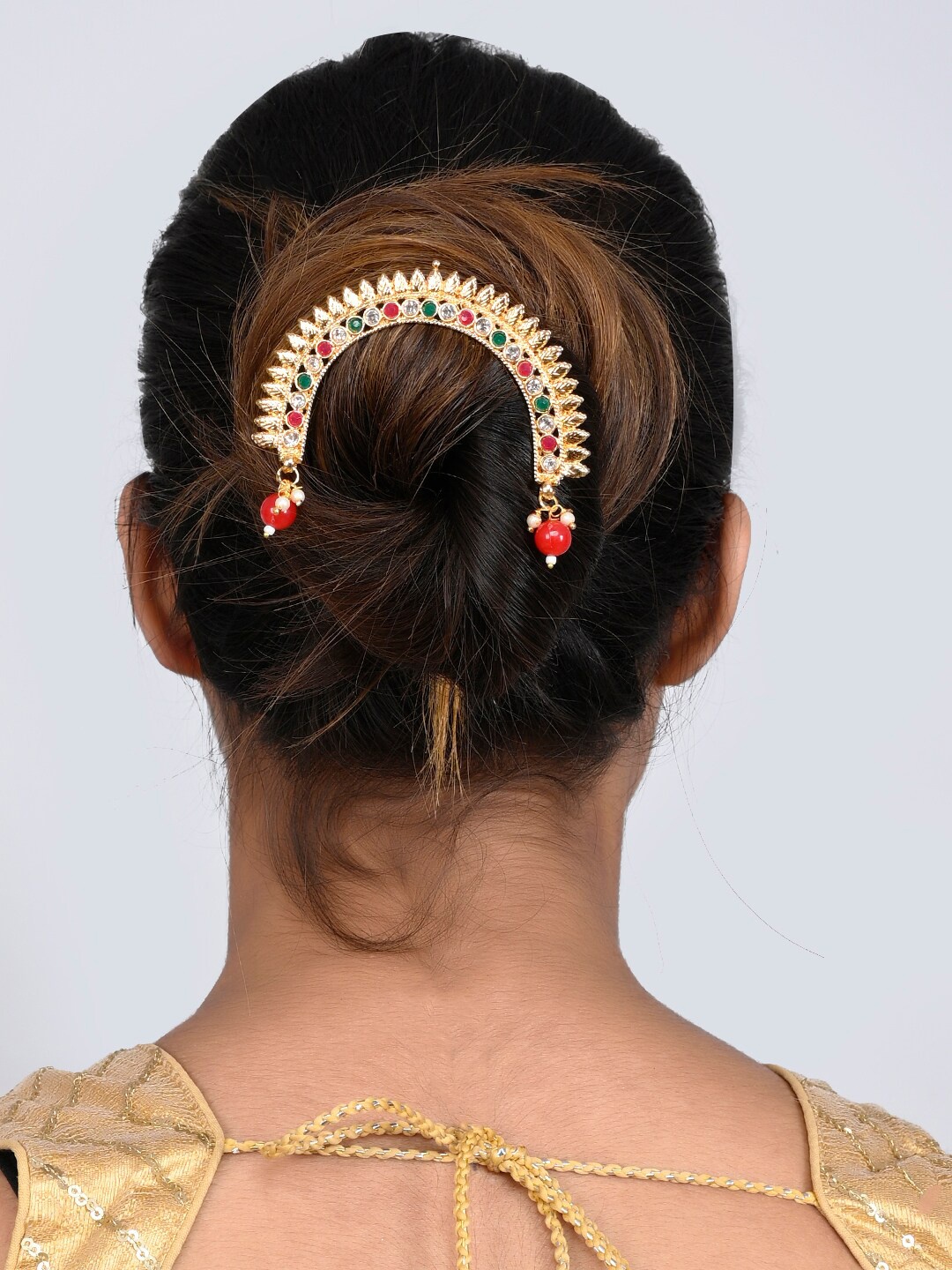 

Silvermerc Designs Women Gold-Plated & Green Beaded Hair Accessory