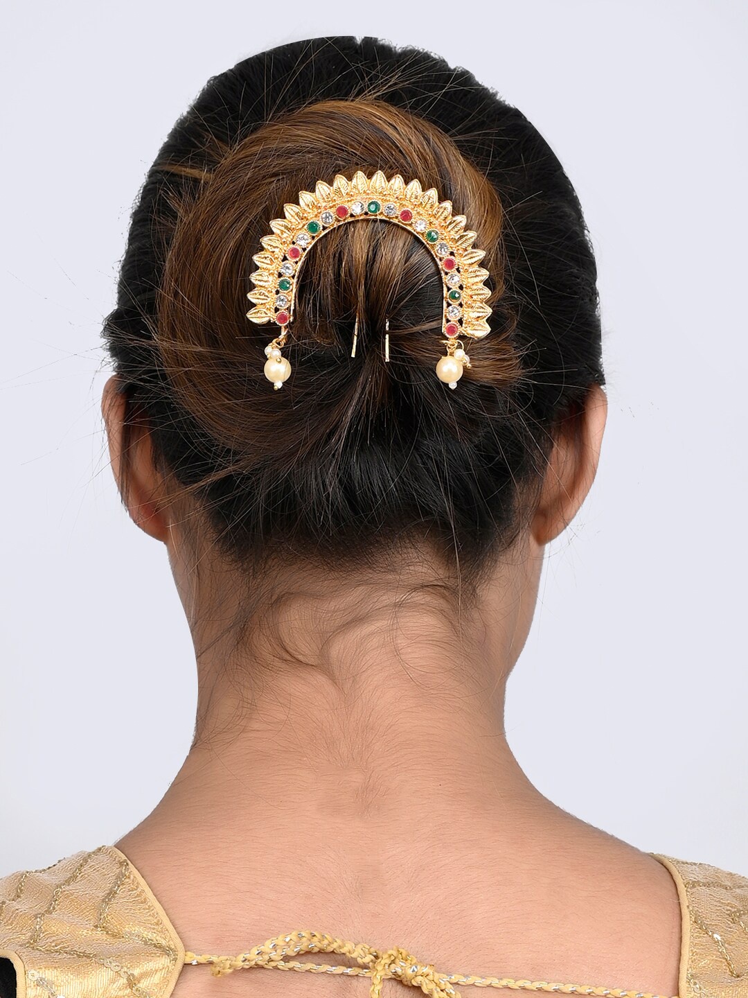 

Silvermerc Designs Women Gold-Plated & Green Beaded Hair Accessory