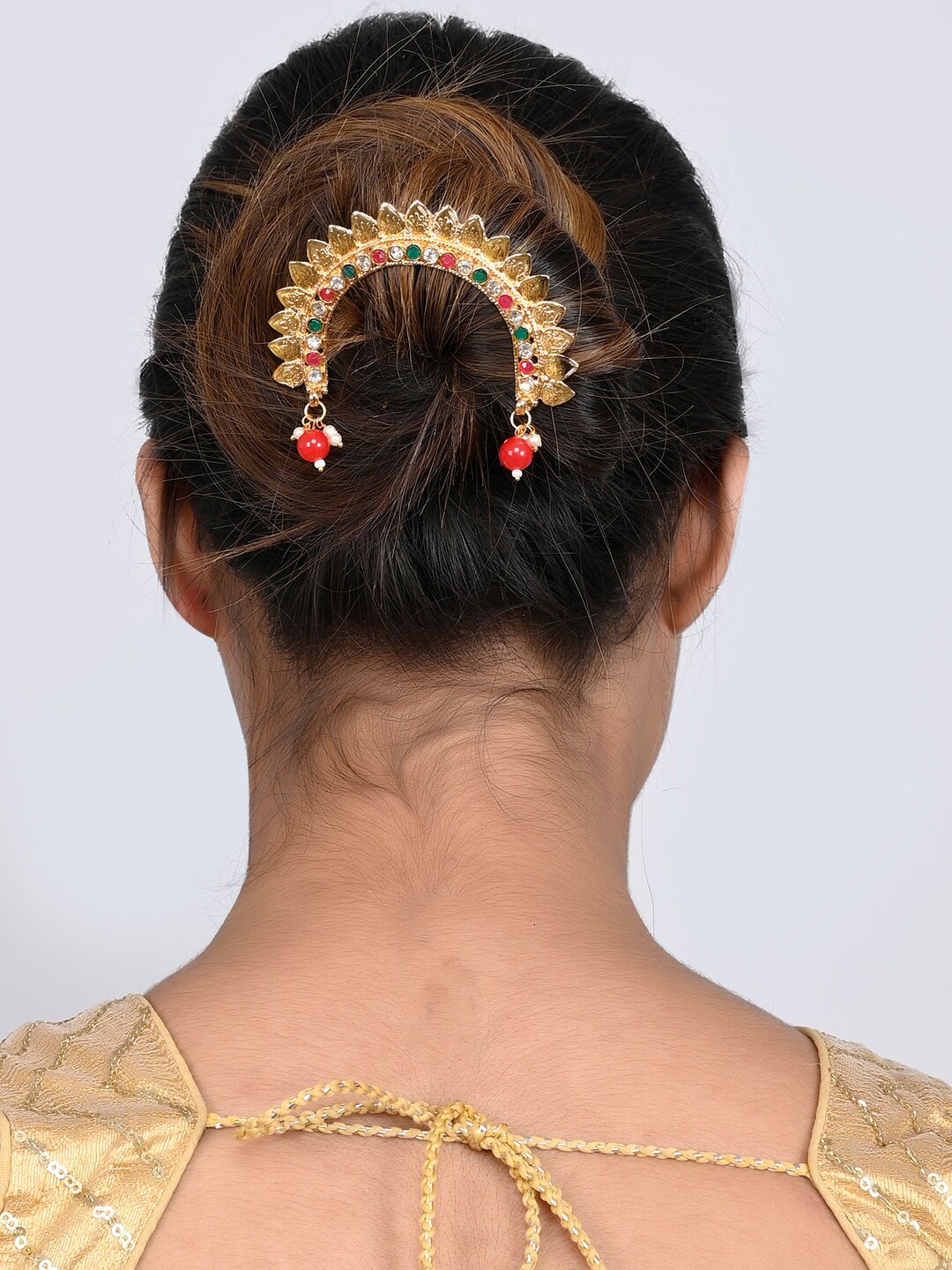 

Silvermerc Designs Women Gold-Plated & Red Beaded Hair Accessory