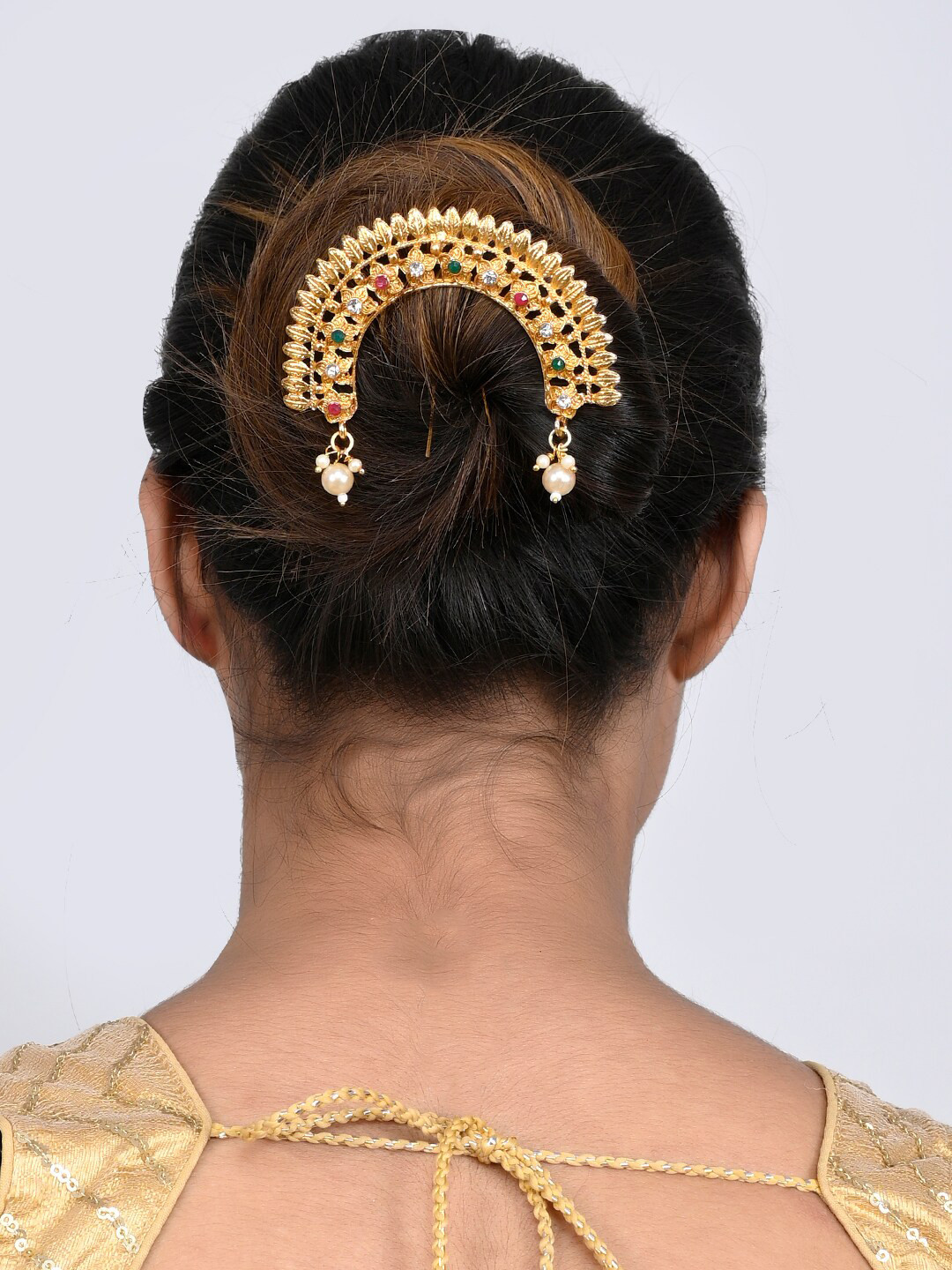 

Silvermerc Designs Women Gold-Plated & Red Beaded Hair Accessory