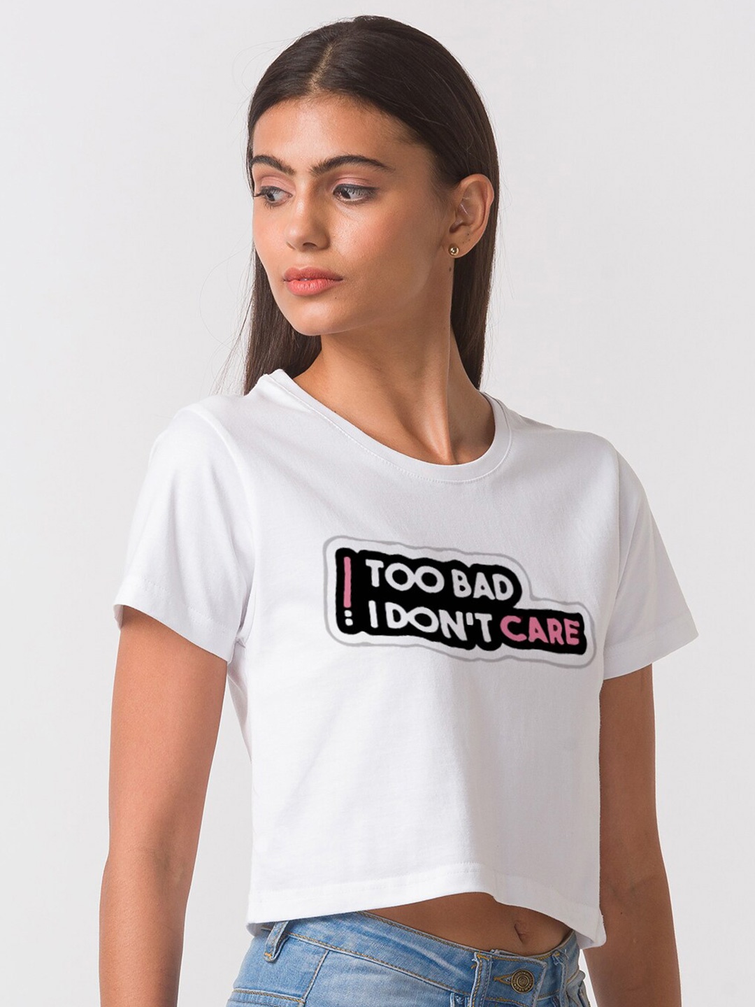 

FashionRack Women White Cotton Typography Printed T-shirt