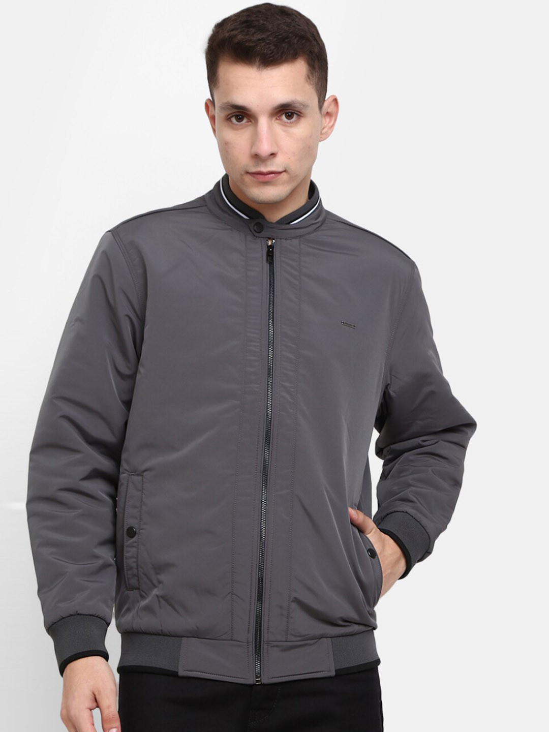 

V-Mart Men Grey Lightweight Outdoor Cotton Bomber Jacket