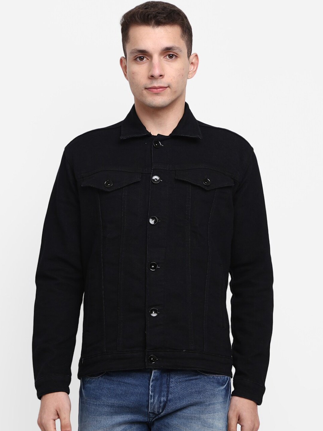 

V-Mart Men Black Lightweight Outdoor Denim Jacket