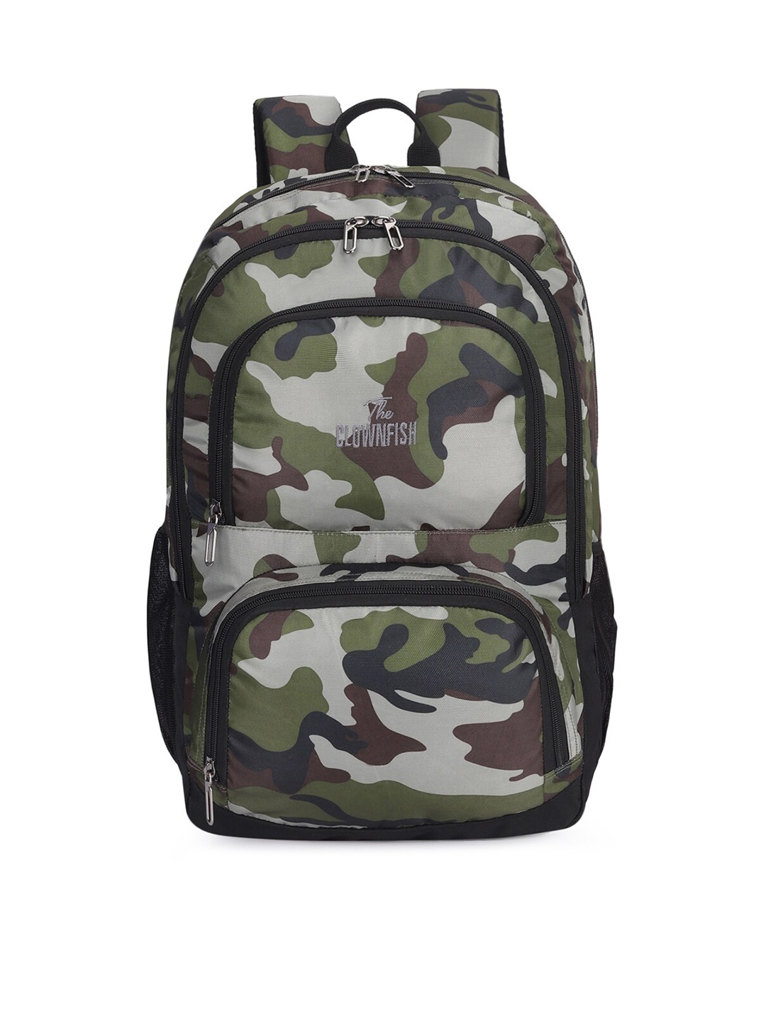 

THE CLOWNFISH Unisex Green & Grey Graphic Backpack