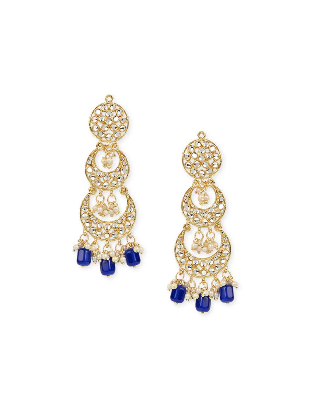 

I Jewels Gold-Plated & Blue Crescent Shaped Chandbalis Earrings