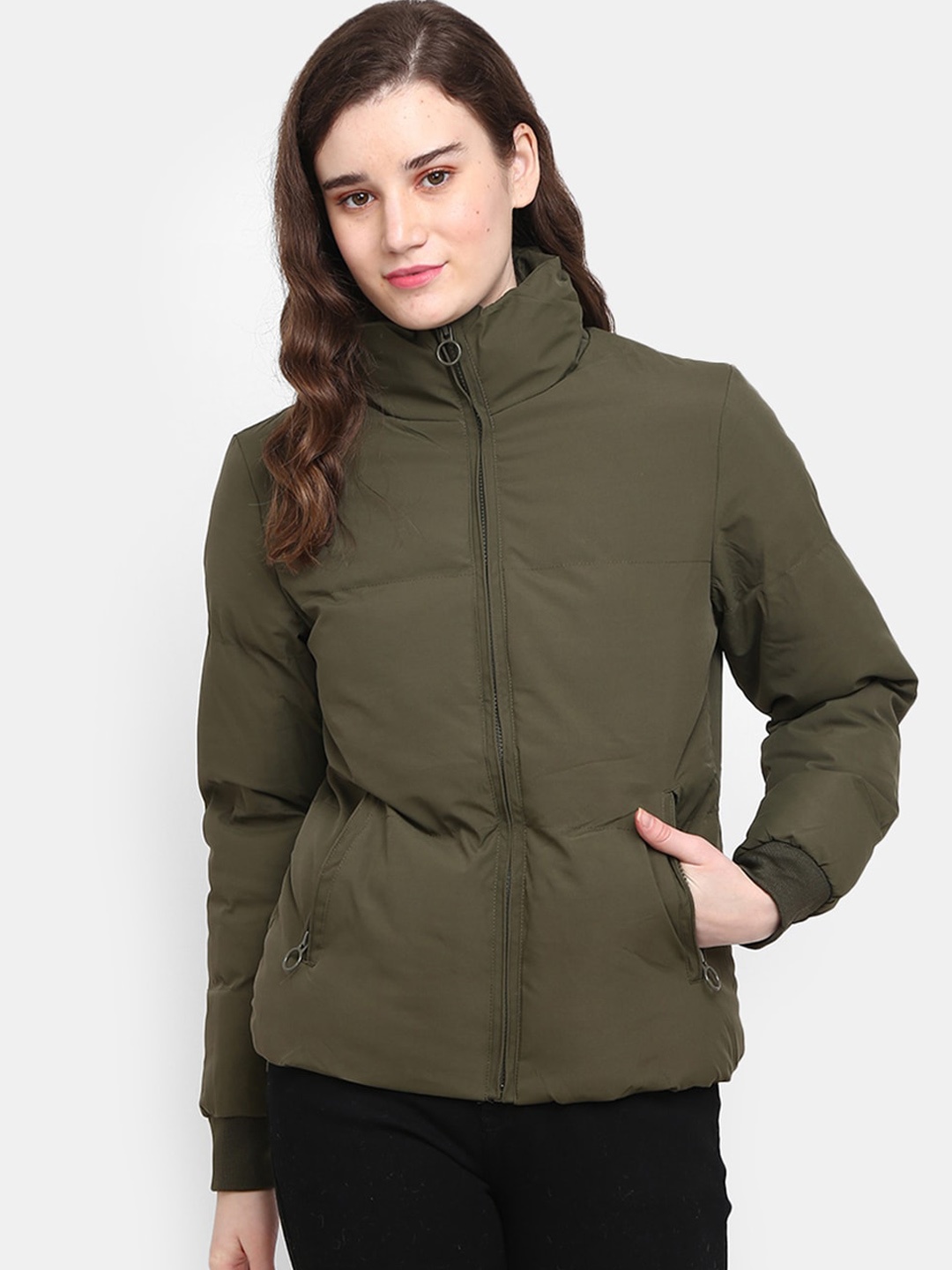 

V-Mart Women Olive Green Lightweight Cotton Padded Jacket