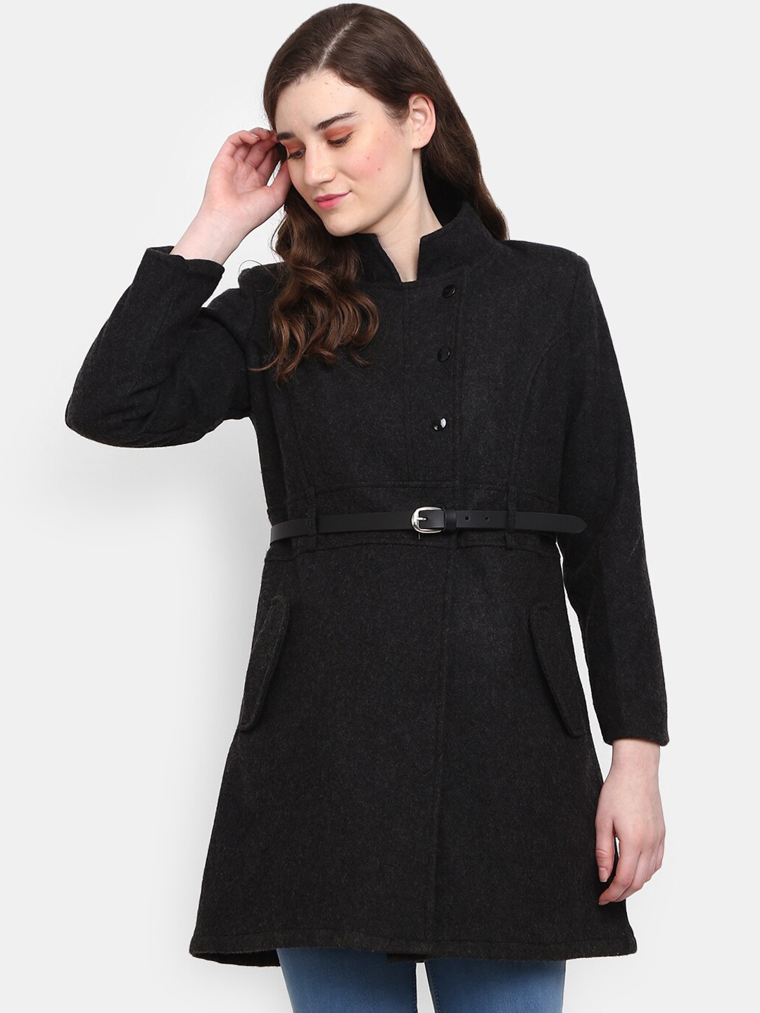 

V-Mart Women Grey Lightweight Longline Cotton Tailored Jacket