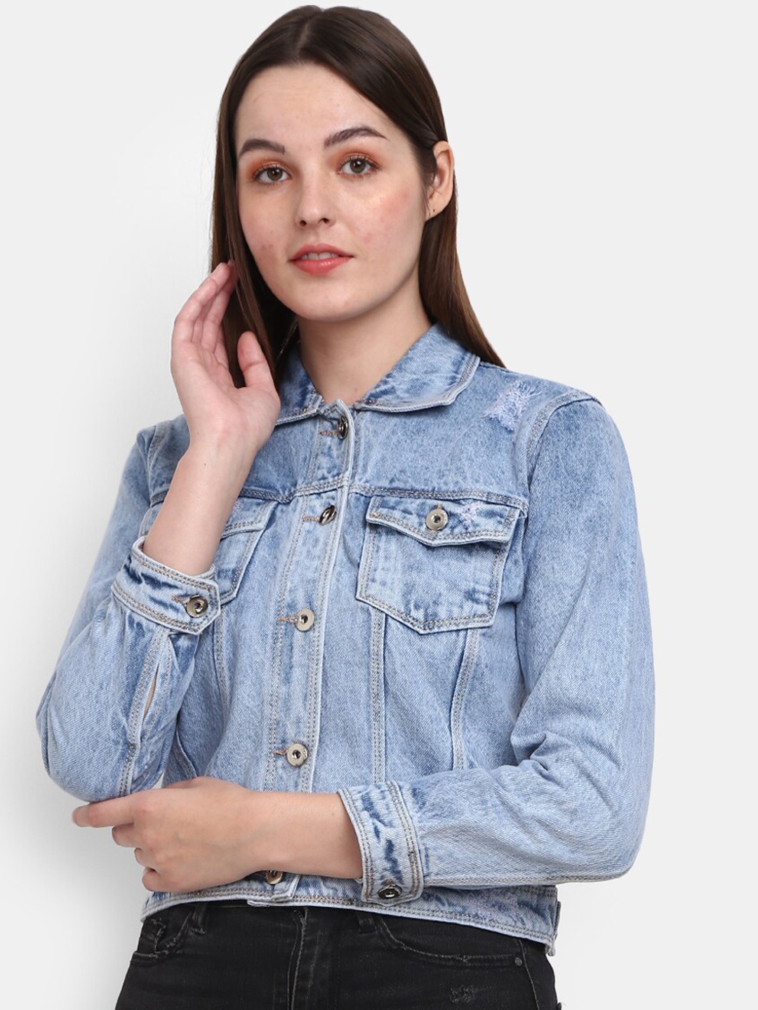 

V-Mart Women Blue Washed Lightweight Outdoor Denim Jacket