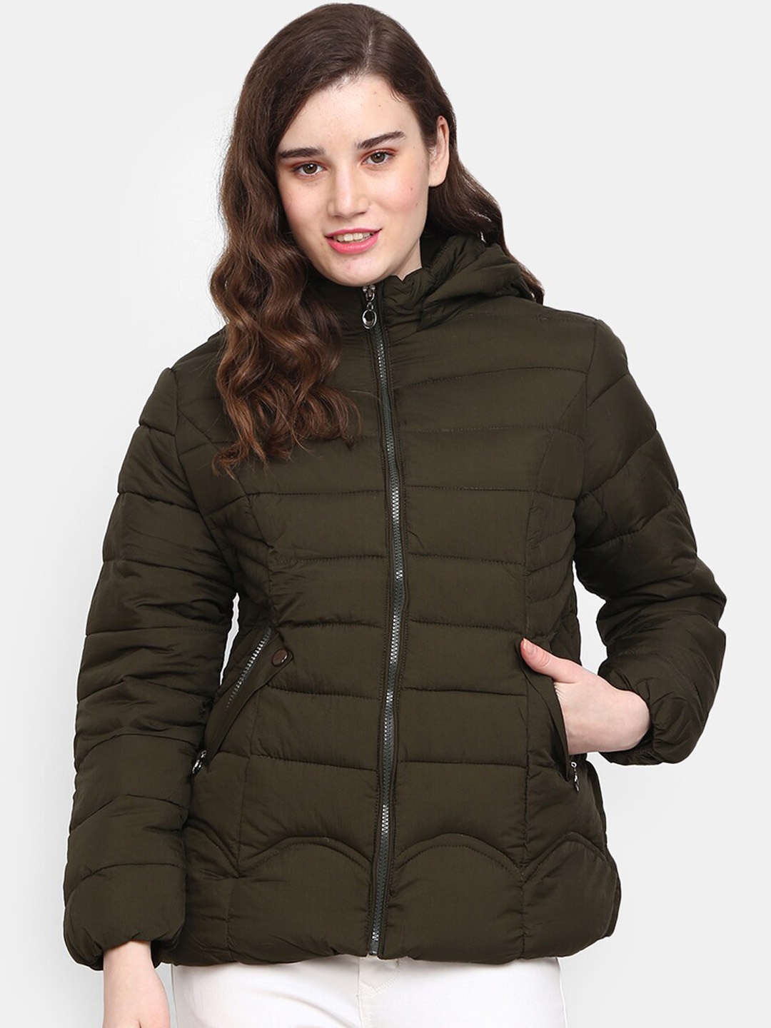 

V-Mart Women Green Lightweight Hooded Outdoor Puffer Jacket